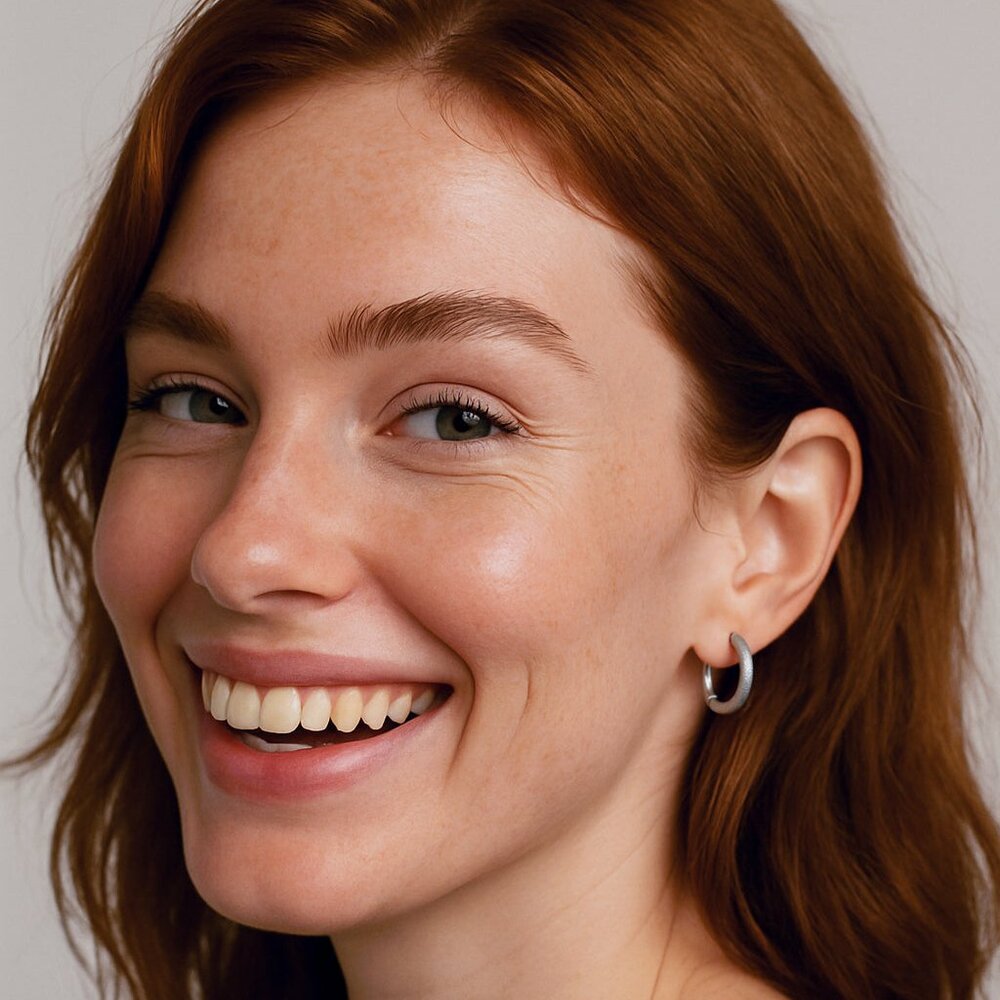 Tulle Textured Silver Everyday Hoops - 16mm